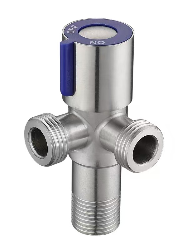 Tay cầm màu xanh Van góc ba chiều 90° Ổ cắm kép