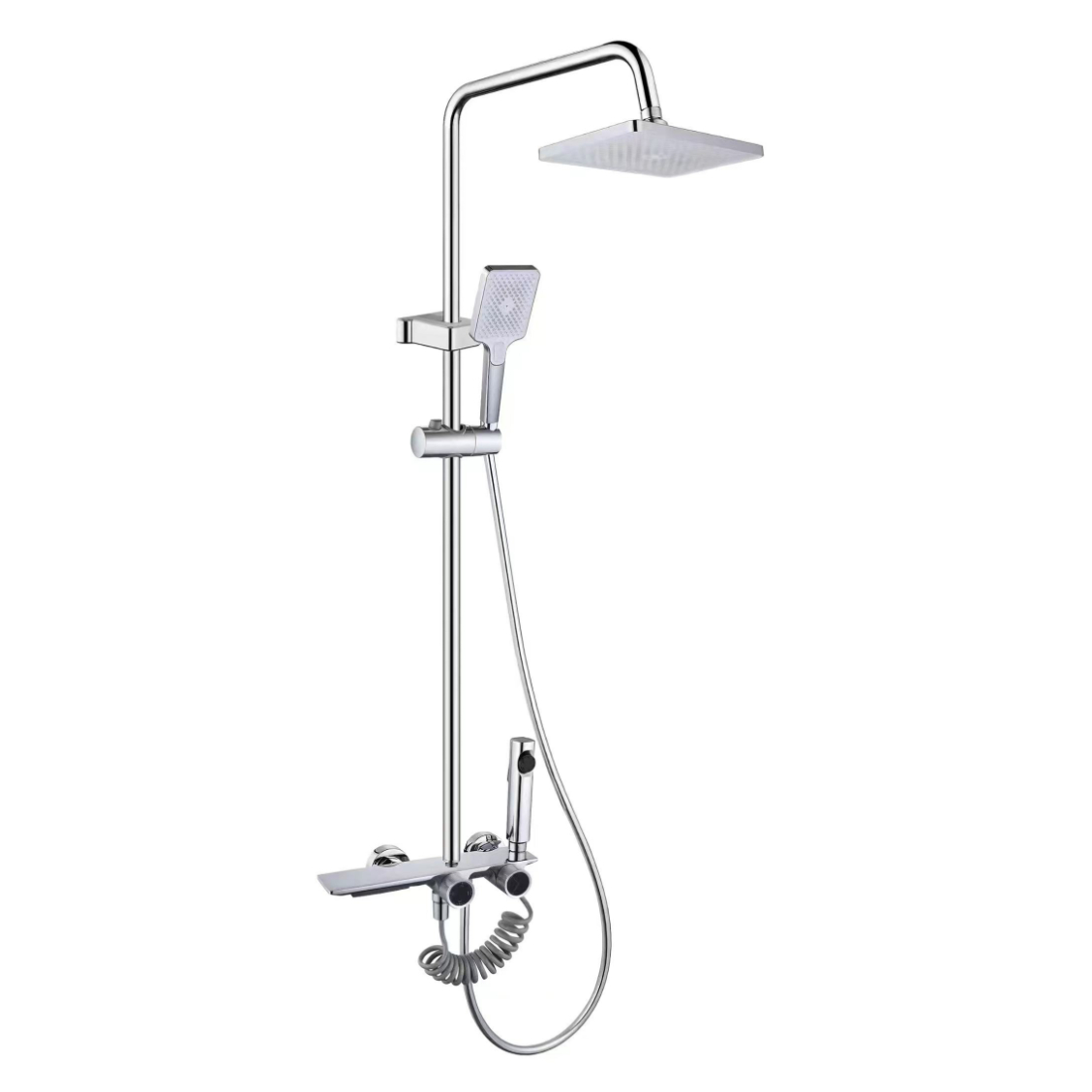Bộ sen tắm mưa hình vuông mạ crôm sáng với núm kép