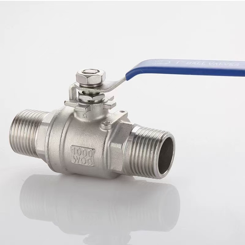 Two-piece double male thread ball valve